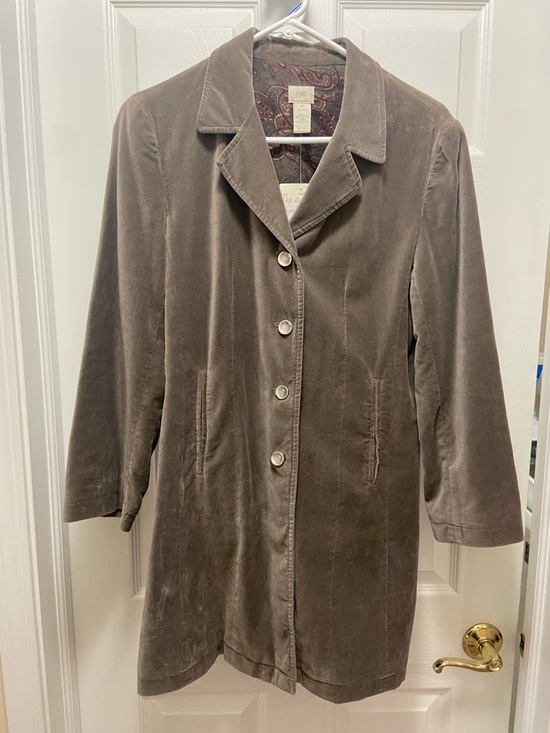 J. Jill Jackets & Blazers - J. Jill Brushed Cotton Faux Suede Riding Jacket Womens Sz 4P. Gray/Olive
